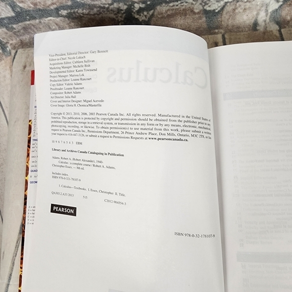 Calculus A Complete Course Eighth Edition Textbook Pearson 2013 Math - Picture 11 of 14